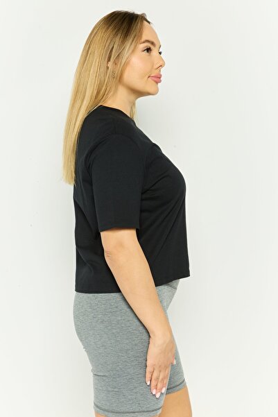 SKECHERS بلوزة رياضية نسائية بأكمام قصيرة للتدريب، باللون الأسود