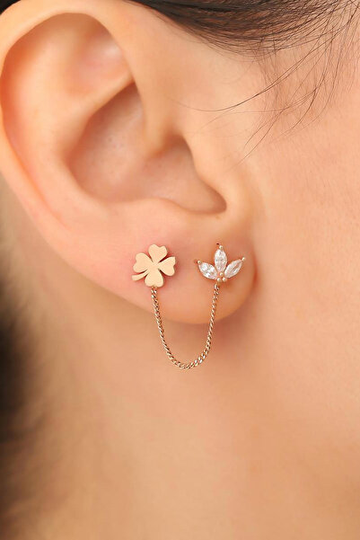 Bayar Gold 14 Ayar Altın Yonca Küpe