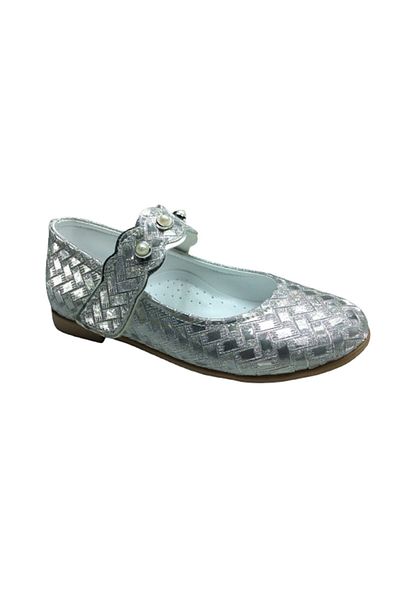 OrtopedikAL Shiny Silver Pearl 1010 Emt Girl's Evening Dress Shoes - Fancy Ballerinas