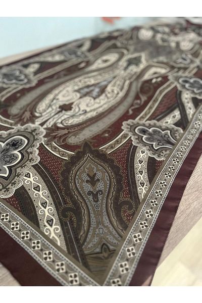 Merwiss Ethnic Patterned Cotton Red-Brown Shawl