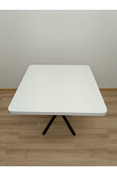 EVKO MOBİLYA Masa, Kare Masa, Ahşap Masa, Mutfak Yemek Masası, Balkon Masası, Metal Ayaklı Masa, 80 Cm