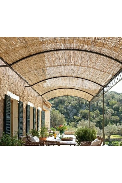 AYGHOME 90 Cm X 6 Metre Hasır Kamış Bambu Çit Bahçe Çiti Balkon Çiti Gölgelik...
