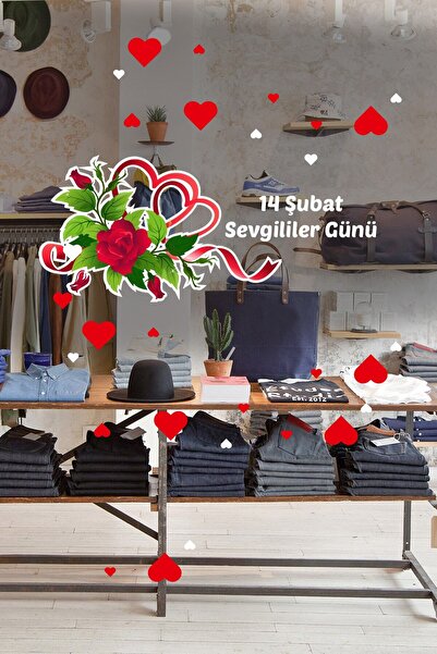 MIGNATIS Сърце и цветя 14 февруари Свети Валентин Стъклен стикер за витрина 7...