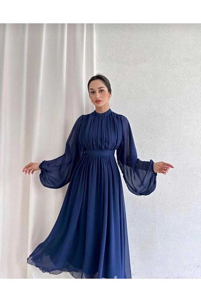 MODA DURAĞI Long Sleeve Waist Seated Dress
