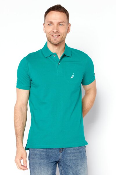 Nautica Men Regular Fit Textured Short Sleeves Polo, Sage Green