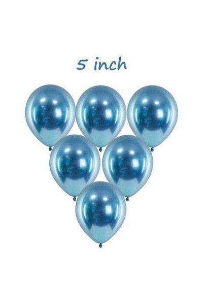 Parti Dükkanım 5 Inch Mini Blue Chrome Balloon 10 Pieces