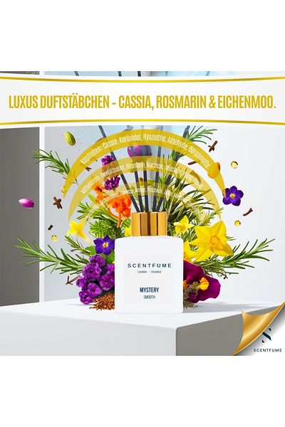 SCENTFUME Raumduft Mit Duftstab, Diffuser, Bergamotte, Zeder, Ylang Ylang, Patchouli,110ml
