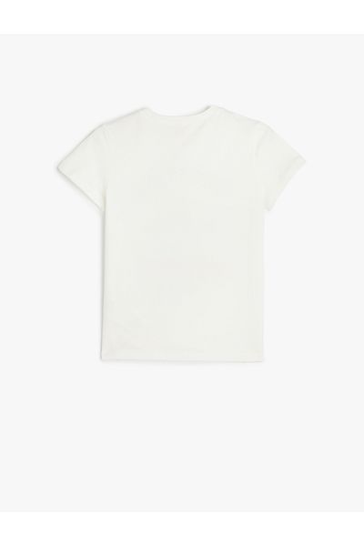 Koton Short Sleeve Crew Neck Slogan Printed Cotton T-Shirt
