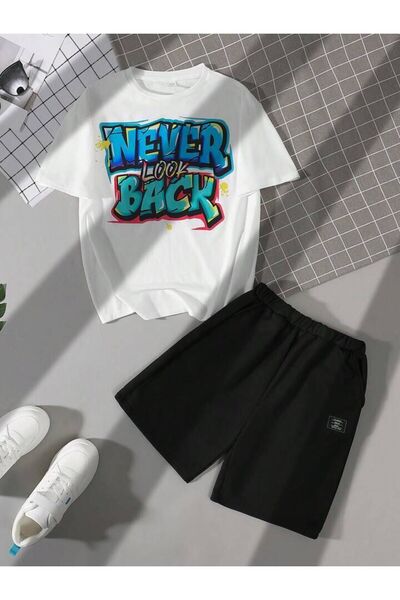 NoVibe Set pentru copii Never Printed Bottom-Top Set Pantaloni scurți din bum...