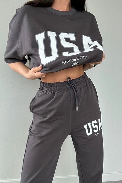 NoVibe USA New York City Printed Oversize Summer Top and Bottom Tracksuit Set