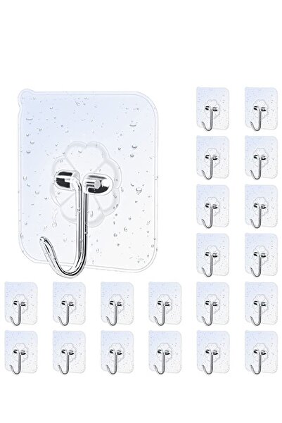 Primo Plus 20 Pieces Waterproof Oilproof Heavy Duty Self Adhesive Sticker Hooks Transparent Wall Hook