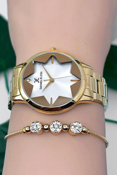 Daniel Klein Steel Cord Women Wrist Watch 3 Atm Water Resistant Gold Zmdk1175
