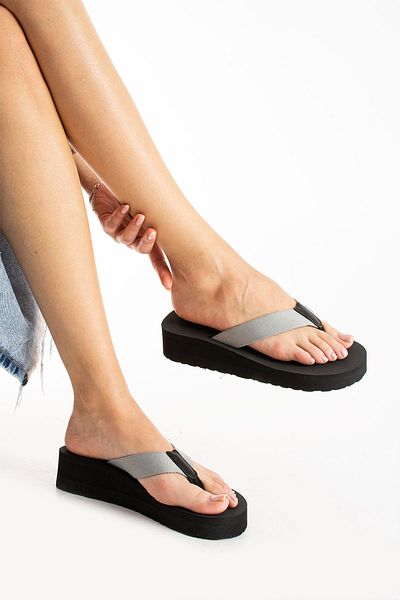 MÜJERİL'S Beach Women Platform Wedge Heel Fabric Flip Flops Παντόφλες παραλίας που δεν παραμορφώνουν την πισίνα