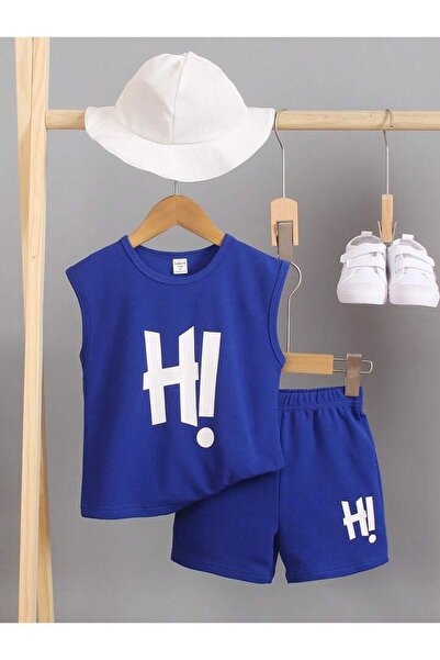 NoVibe Copil Hi cu imprimeu fără mâneci tricou și pantaloni scurți set