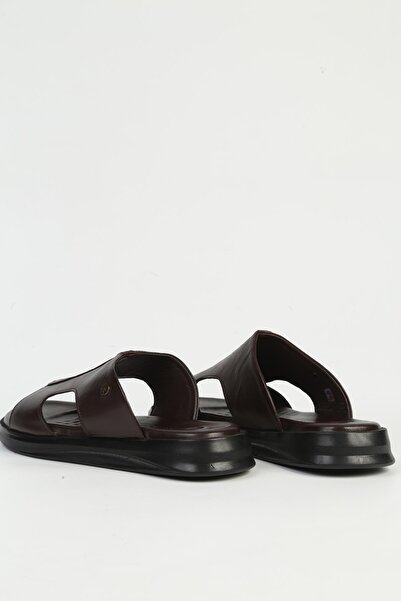 Pierre Cardin Ανδρικές παντόφλες από γνήσιο δέρμα καφέ PC-7324