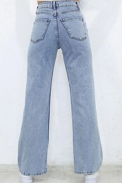 LAMİRA Dessin Pantaloni de jeans cu talie super înaltă, albastru deschis, spalat cu zăpadă, lycra Palazzo