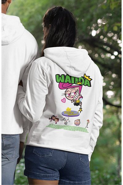Fuddy Moda Wanda Back Printed Unisex Oversize Hooded Hoodie - Lover Couple Themed Sweatshirt