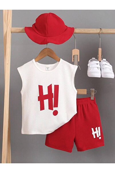MANCY Children's Hi Printed Sleeveless T-Shirt and Shorts Bottom Top Set