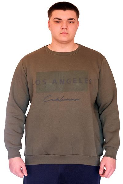 ModeXL Ανδρικό φούτερ - Mode XL, Crew Neck, LOS ANGELES U24561, Χακί, Μεγάλο Μέγεθος
