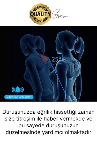 Svein Premium Sensörlü Ayarlanabilir Dik Duruş Korsesi Şarjlı Titreşimli Omuz Sırt Kambur Önleyici