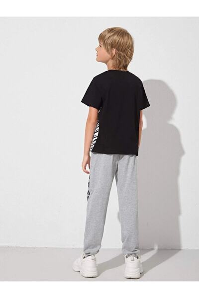 NoVibe Awesome Eagle Wing Printed Oversize T-Shirt - Tracksuit Bottom - Top Kids Set