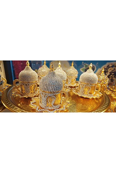 WeSafe Geleneksel Gold Sarmal Taşlı Kahve Takımı