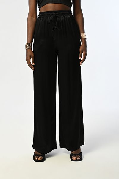 Orfeo Negro Women's with Elastic Waist Bowl Legs Satin Straight Black Color Pants