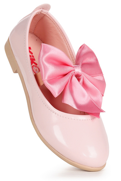 KARAMAZI Pantofi de balerină pentru fete cu fundă elastică din piele lacuată ...