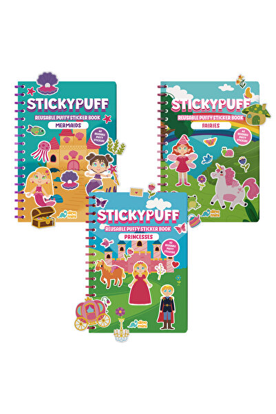 Neobebek Stickypuff Sihirli Dünya Seti (3 Kabartmalı Tak Çıkar Çıkartma Kitabı)