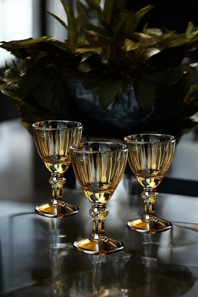TrendDeco Honey Color 6-Piece Standing Glass Coffee Glass Set