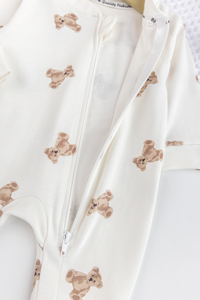 Babymod 100% Cotton Baby Girl and Boy Jumpsuit with Teddy Bear