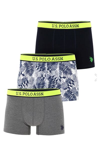 U.S. Polo Assn. Мъжки боксерки, лицензирани, USPA, неоново зелени, комплект от 3 броя
