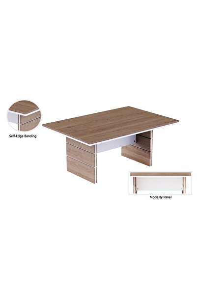 Mahmayi Zelda Conference Table Truffle Brown Davos Oak | Office Conference cum Meeting Table_180cm