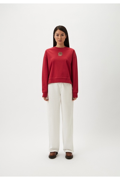 HUGO Kadın Regular Fit Uzun Kollu Dokuma Kumaş Kırmızı Sweatshirt 50533654-629