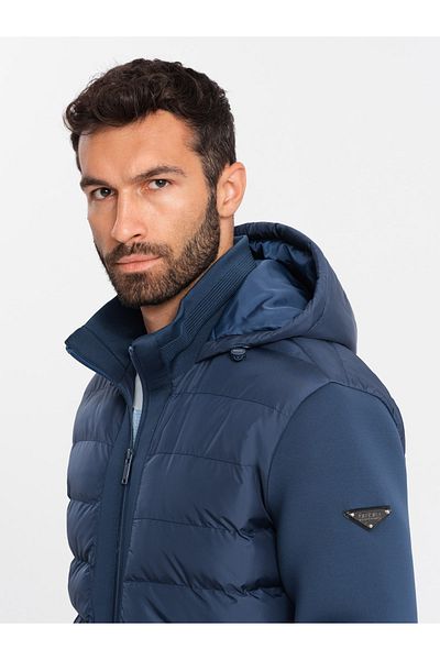 OMBRE Jachetă bomber matlasată cu guler înalt pentru bărbați - bleumarin V2 OM-JALP-0140 XXL