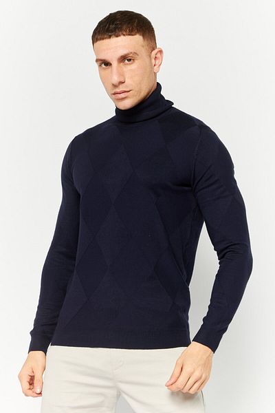 Sorbino Men Mock Neck Long Sleeves Heather Sweatshirt, Navy