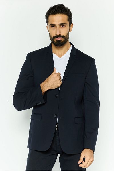 Calvin Klein Men Slim Fit Plain Semi-formal Blazer, Navy Blue