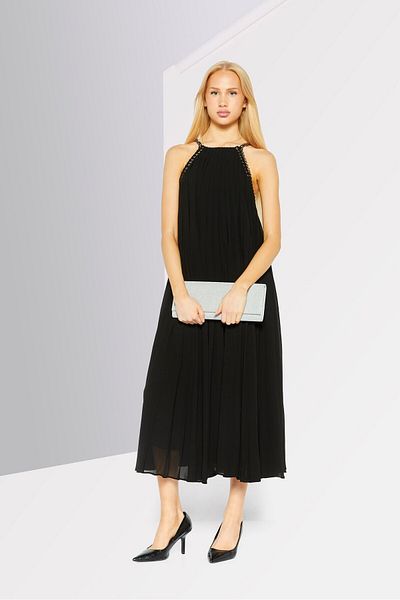 Michael Kors Women Pleated Chain Midi Dress, Black