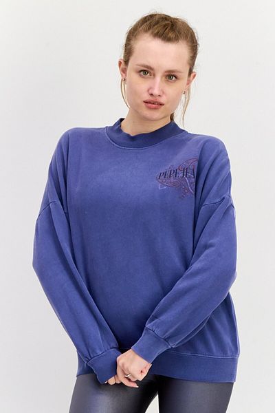Pepe Jeans Women Crew Neck Long Sleeves Graphic Print Sweatshirts, Blue