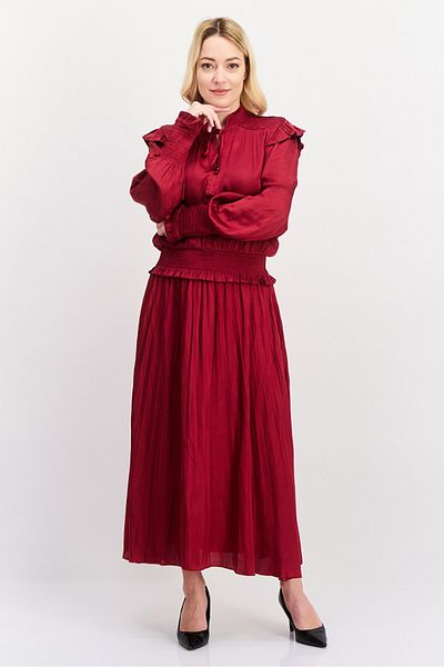 Scotch & Soda Women Textured Maxi Casual Dress, Dark Red