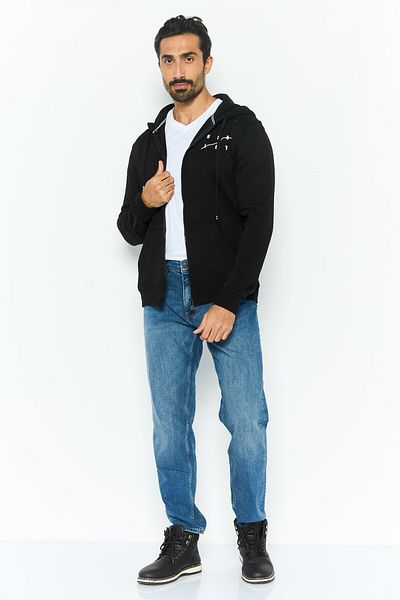 Hurley Men Hooded Long Sleeve Brand Logo Sweatshirt, Black