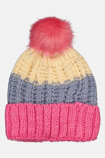 Royal Deluxe Women Rainbow Knit Hat With Pom Pom, Assorted