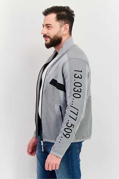 freesoul Men Mock Neck Long Sleeves Textured Sweatshirt, Grey