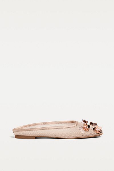 Stradivarius Flat floral mules