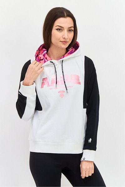 Aape By A Bathing Ape Women Brand Logo Long Sleeve Hooded Sweatshirt, Black