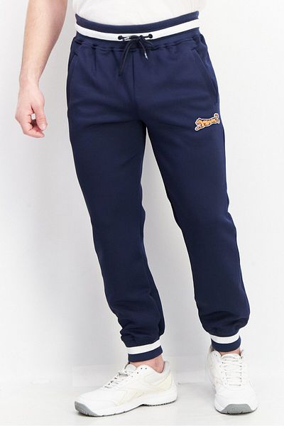 Le tigre Men Drawstring Brand Logo Pull-on Track Pant, Navy Blue Combo