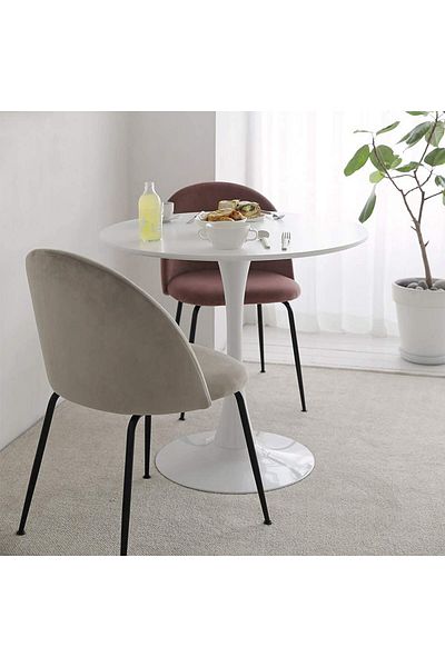 Mahmayi Modern Round Dining Table White With Pedestal Base In Tulip Design, Mid-Century Leisure Table