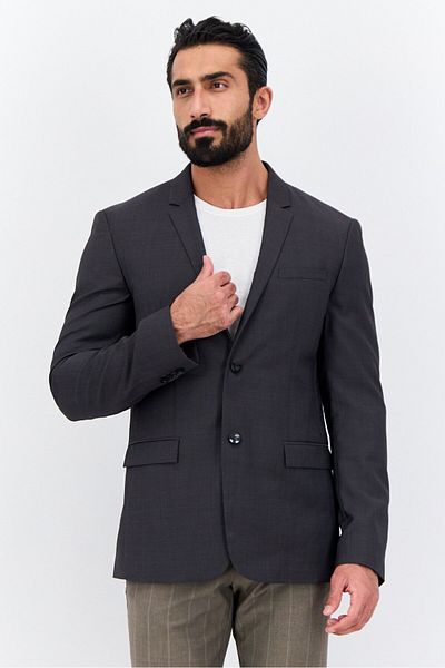 Calvin Klein Men Regular Fit Solid Semi-formal Blazer, Rock Grey