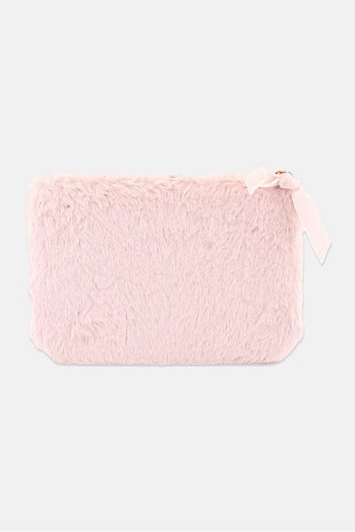 Posh & Pop Kids Girl Faux Fur Cosmetics Pouch Bag 18 H X 27 L X 3 W Cm, Pink
