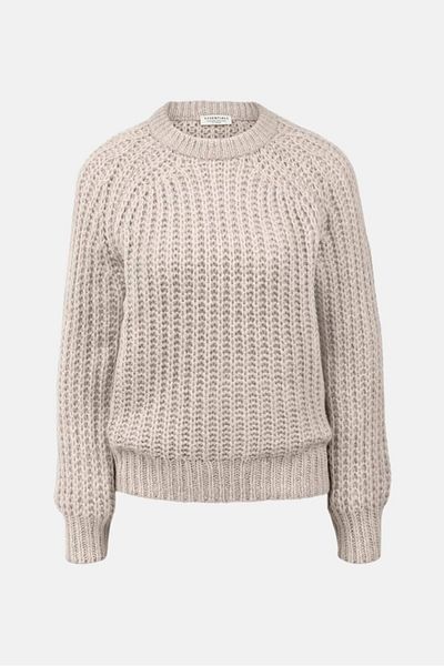 Tchibo Women Crew Neck Knitted Sweater, Taupe